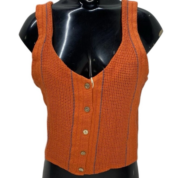 Road To Nowhere Tops - NEW ROAD TO NOWHERE Sofia Cotton Woven Stripe Tank Top • Size M • Tomato Orange